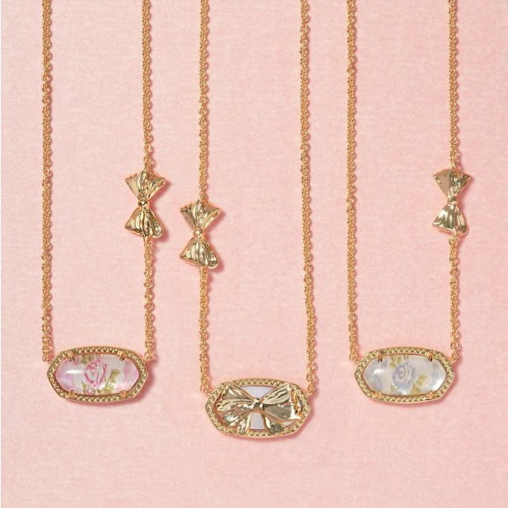 kendra scott x love shack fancy gold elisa necklace in pink